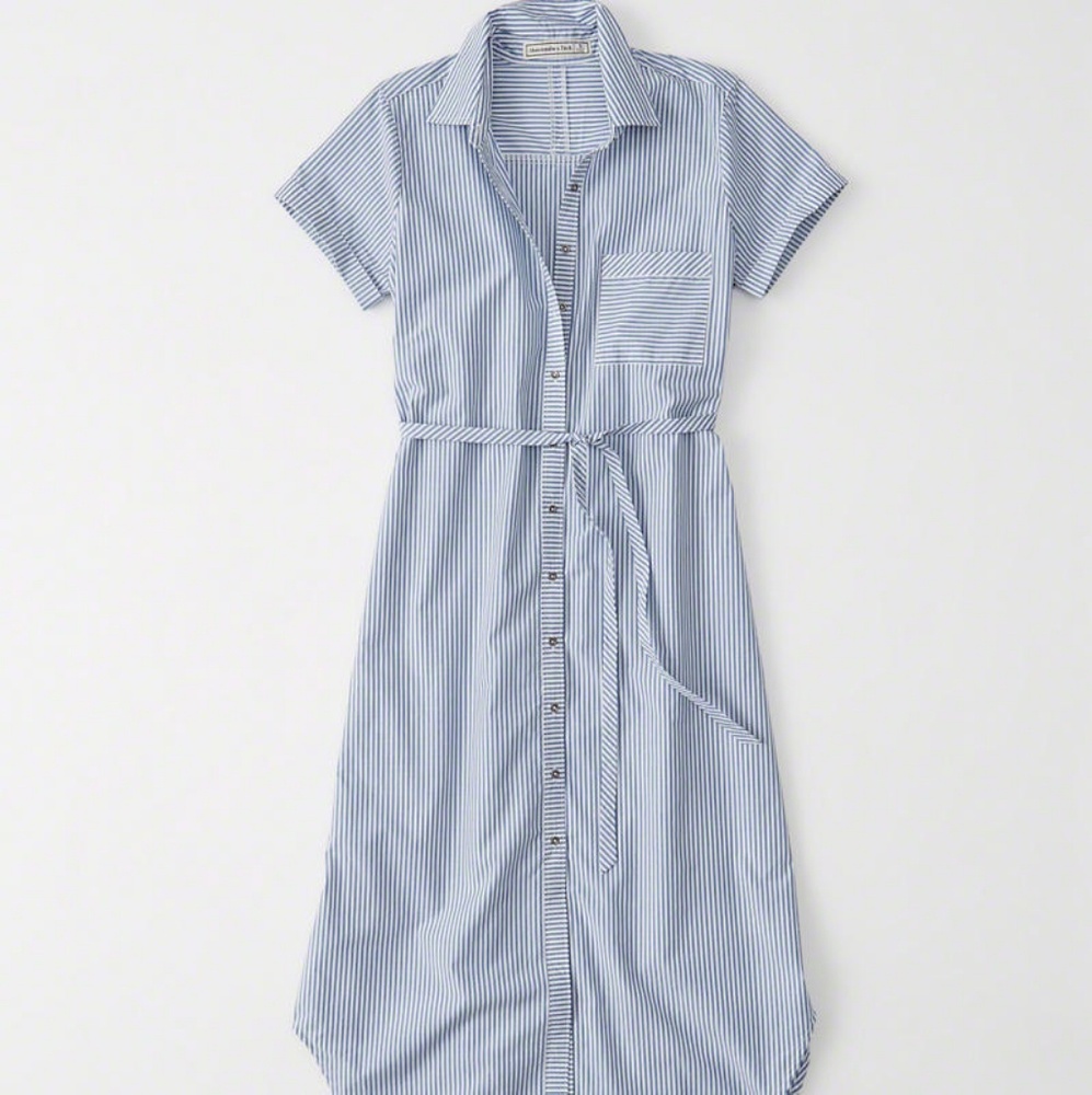 Abercrombie Striped Blue Midi Dress NEW